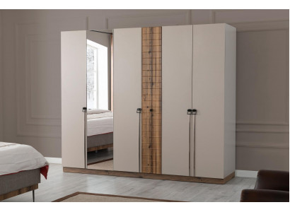 Beige Bedroom Wardrobe Designer Cabinets Luxury Wooden Cabinets