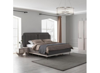 Gray double bed modern bedroom furniture luxury beds wooden frame