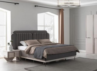 Gray double bed modern bedroom furniture luxury beds wooden frame