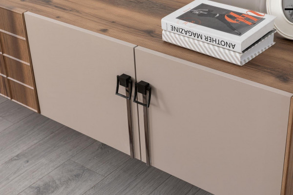 Modern beige set luxury sideboard 2x mirror wooden furniture sideboard