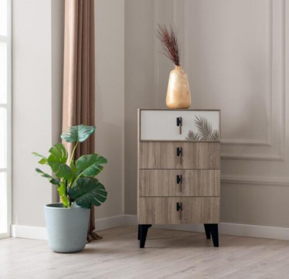 Bedroom furniture light brown tall chest of drawers designer 4-door dresser