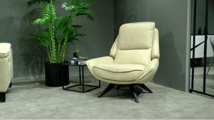 Beige leather armchair living room club chair design single seater elegant furniture