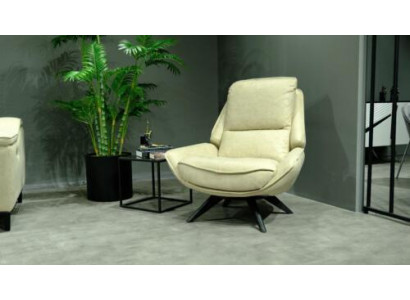 Beige leather armchair living room club chair design single seater elegant furniture