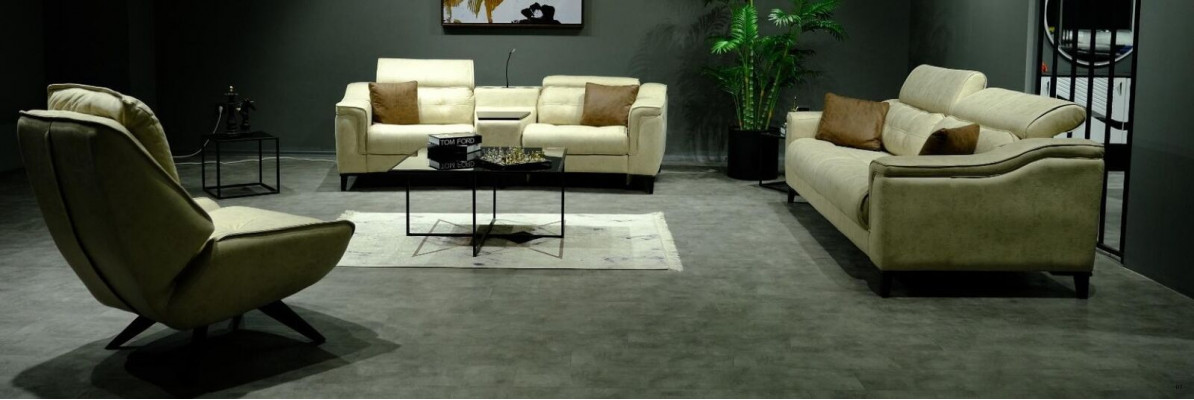 Beige leather armchair living room club chair design single seater elegant furniture