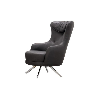 Black leather armchair wingback chair living room luxurious single-seater furniture