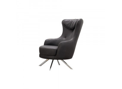 Black leather armchair wingback chair living room luxurious single-seater furniture