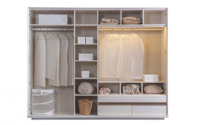 White wardrobe bedroom cabinet sturdy 6-door glass cabinet