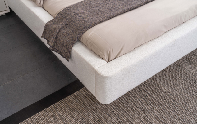 Exclusive bedroom furniture designer textile bed 2x wooden nightstands