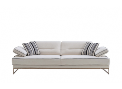 White Sofa Exclusive 3-Seater Living Room Fabric Upholstery Couch New