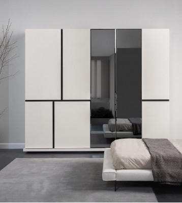 Bedroom White-Black Wardrobe Luxurious Wood Cabinets New
