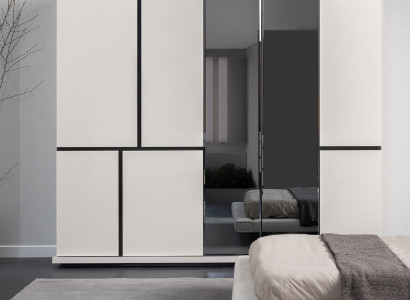 Bedroom White-Black Wardrobe Luxurious Wood Cabinets New
