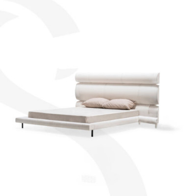 Luxurious White Upholstered Bed Designer Double Bed Bed Frame Wood Frame