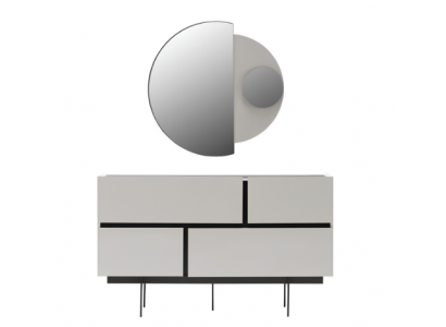 Stylish Bedroom Sideboard Designer Wood Dresser Mirror 2-Piece Set