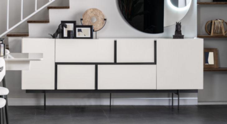 Robust Black and White Sideboard Dining Room Designer Wood Dresser Furniture