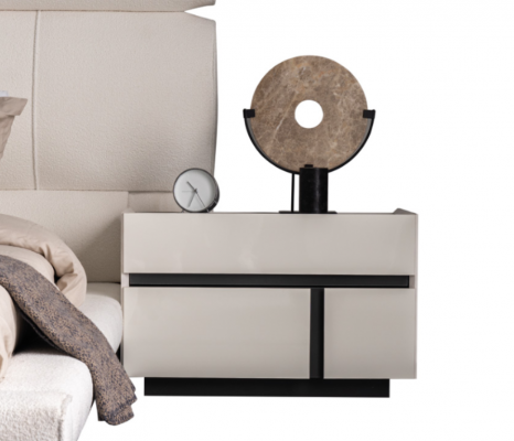 White-Black Nightstand Exclusive Bedroom Night Console Wooden Furniture