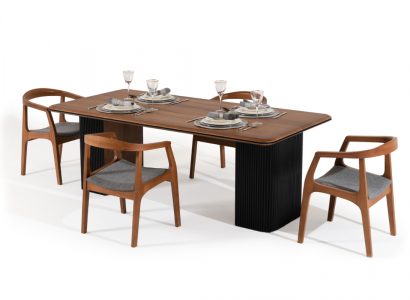 Dining set complete dining room table chairs 7-piece brown classic