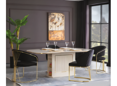 Complete dining room luxury dining set dining table chairs 5-piece beige dining corner