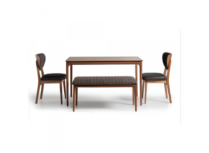 Dining set nook suite wood dining room dining table chairs 5-piece brown