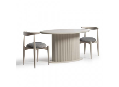 Dining room dining set complete dining table chairs 3-piece beige design oval