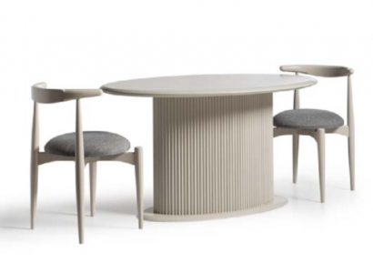Dining room dining set complete dining table chairs 3-piece beige design oval