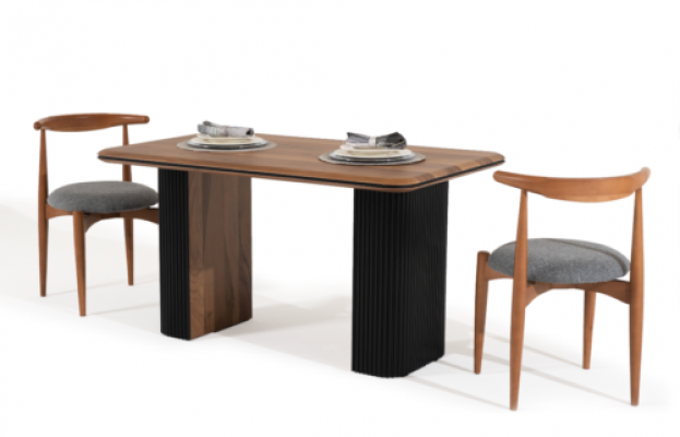 Classic Dining Set Dining Room Dining Table Chairs 3 pcs Brown