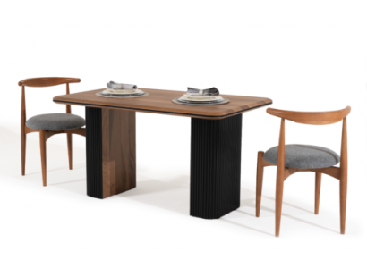 Classic Dining Set Dining Room Dining Table Chairs 3 pcs Brown