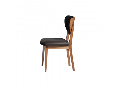 Set of wooden chairs, kitchen chairs, dining room chairs, fabric, 2-piece, brown wood