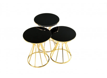 Set of side tables coffee tables sofa tables 3-piece coffee tables gold