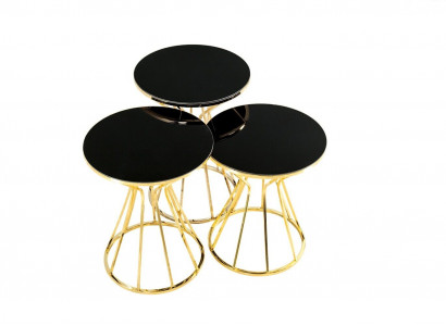 Set of side tables coffee tables sofa tables 3-piece coffee tables gold