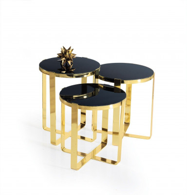 Group of side tables coffee tables sofa tables 3-piece set coffee tables gold