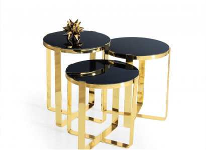 Group of side tables coffee tables sofa tables 3-piece set coffee tables gold