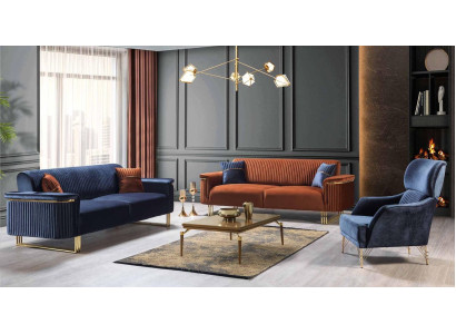 Modern living room sofa set designer three-seater sofas upholstered armchair