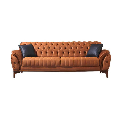 Black-Orange Chesterfield Sofa Set Living Room Couches Armchair 4-piece Set