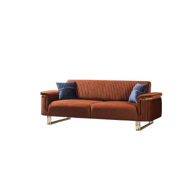 Blue-Orange Living Room Sofa Set Designer Fabric Sofas Modern Furniture 2 Pieces