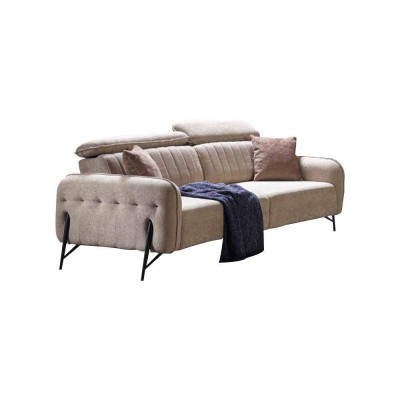 Beige living room three-seater set modern fabric sofas luxurious furniture