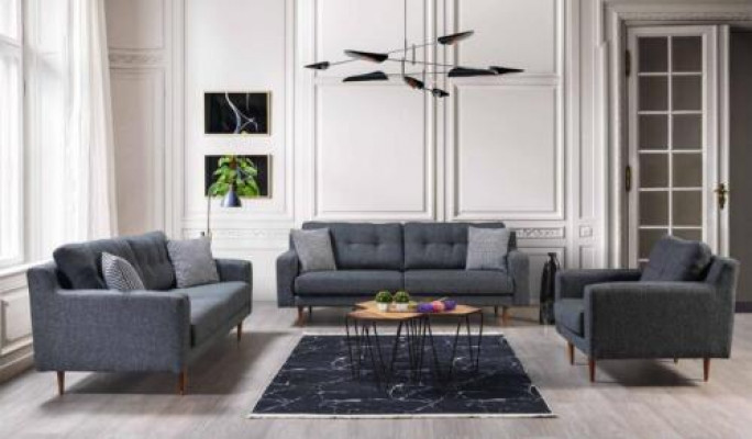 Gray living room seating set luxury sofas designer reclining chair 3-piece
