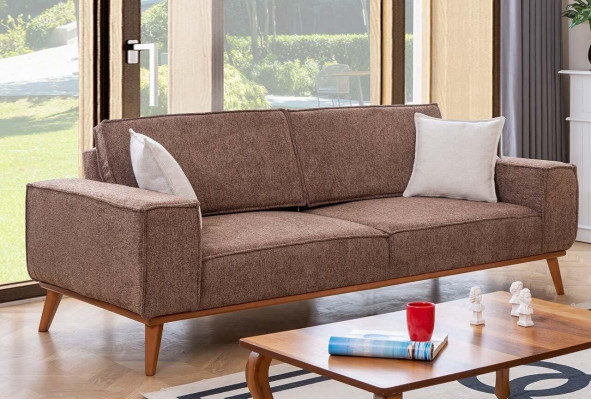 Living room beige three-seater luxurious white single-seater 2-piece suite