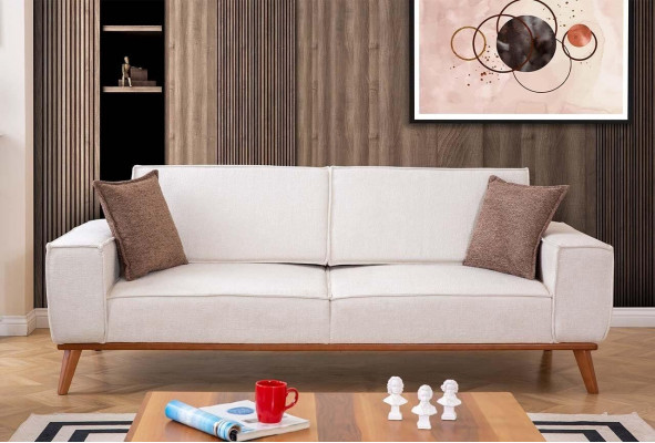 White living room set stylish 3-seater designer armchair 2-piece set