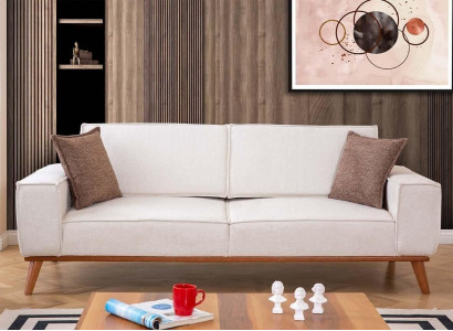 White living room set stylish 3-seater designer armchair 2-piece set