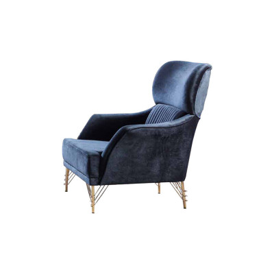 Blue Living Room Set Designer 3-Seater Upholstered Armchair Luxury Furniture 2 Pieces
