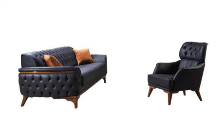 Black Chesterfield Designer Sofa Luxury Leather Sofa Designer Armchair