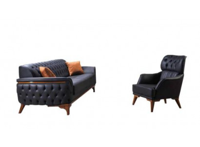Black Chesterfield Designer Sofa Luxury Leather Sofa Designer Armchair