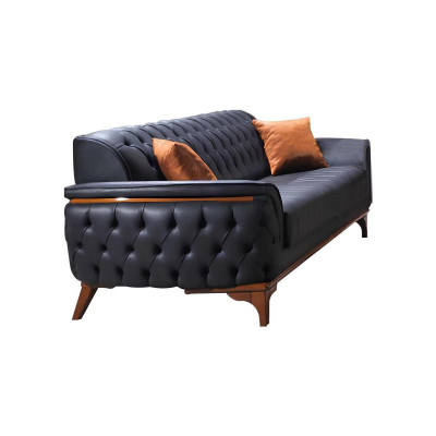 Black Chesterfield Designer Sofa Luxury Leather Sofa Designer Armchair