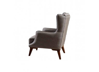 Checkered armchair upholstery 1-seater gray living room fabric reclining armchair