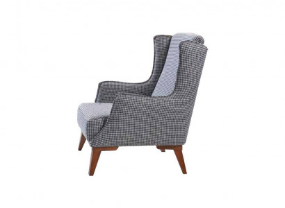 Gray Checkered Single Seater Modern Living Room Single Seater Luxury Furniture