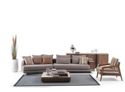 Exclusive living room sofa set fabric sofa wood coffee table sideboard