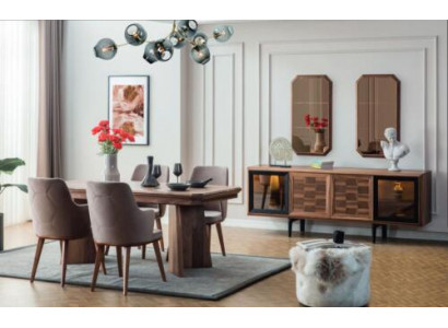Stylish dining set exclusive wooden table designer sideboard chairs 10-piece