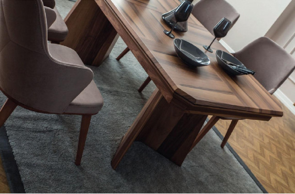 Stylish dining set exclusive wooden table designer sideboard chairs 10-piece