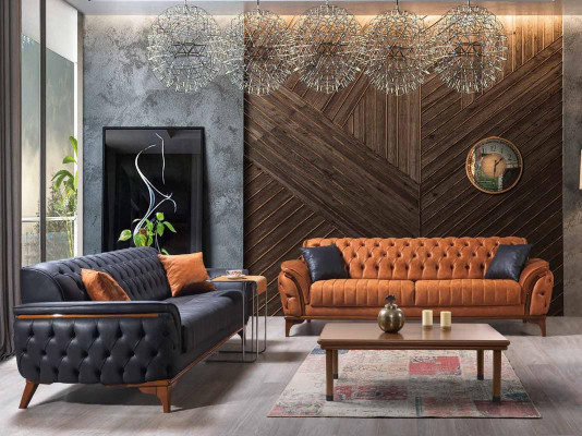 Luxurious Blue Chesterfield Sofa Modern 3-Seater Luxury Seating Furniture