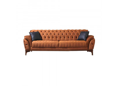 Orange Chesterfield 3-seater living room luxury sofa modern noble couch